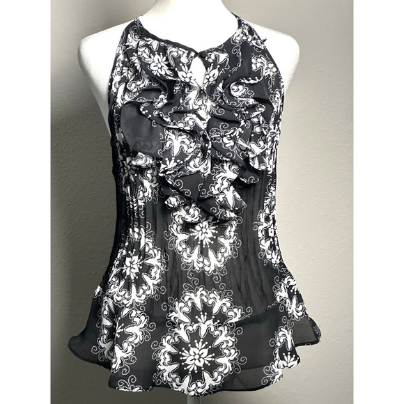 Sunny Leigh Women’s Top Black White Frilly Ruffled Feminine Girl Top Size (S) - Picture 16 of 16